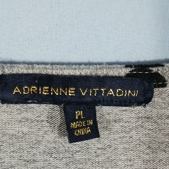 Adrienne Vittadini Womens PL Gray Polka Dot 3/4 Sleeve Top Grommets - Picture 2 of 8